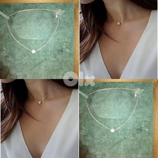 necklace pearl on gold chain 0