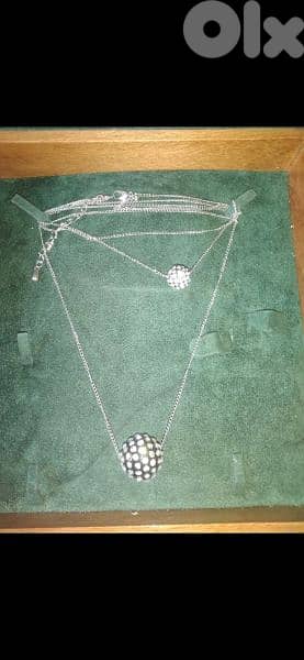 necklace double chain necklace double strass pendants 1