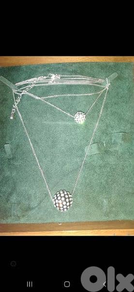 necklace double chain necklace double strass pendants 2