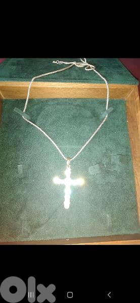 necklace silver tone necklace chain cross strass 3