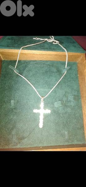 necklace silver tone necklace chain cross strass 4