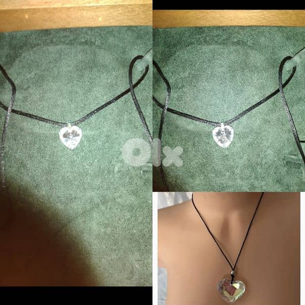 necklace heart shape crystal pendant on satin 1=5$ or 3= 13$ 0