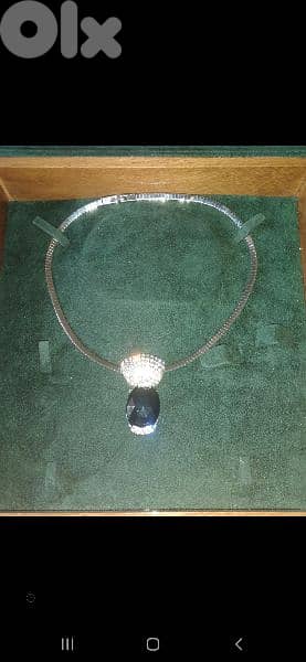 necklace stainless steel necklace crystal black pendant 1