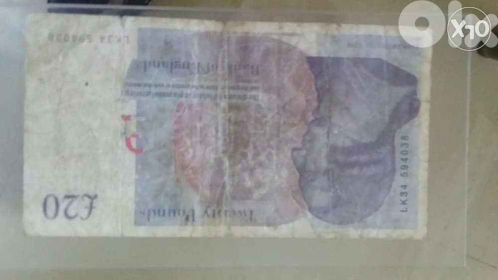 Bank of England 20 Pounds Sterling Memorial Adam Smith Torn on mid 1