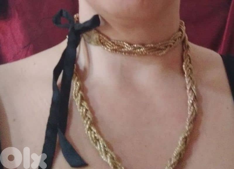 necklace 3a2ed dahabe ma3 ribbon satin 0