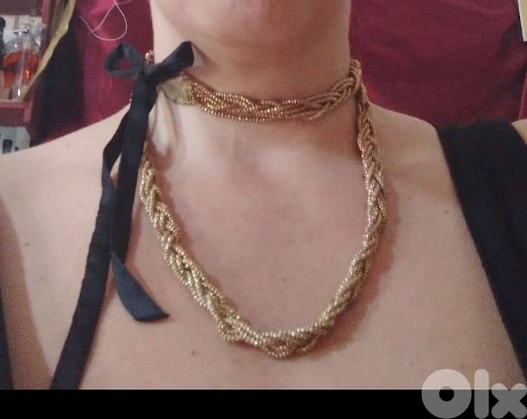 necklace 3a2ed dahabe ma3 ribbon satin 2