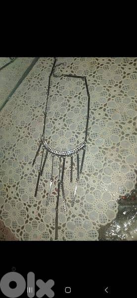 necklace grey metal with strass 5