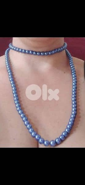 necklace blue pearl long necklace 1=7$ or 3= 15$ 2