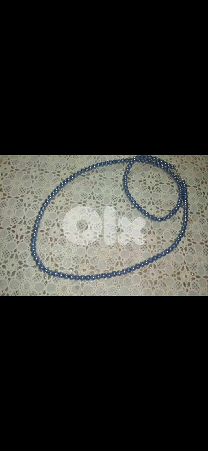 necklace blue pearl long necklace 1=7$ or 3= 15$ 4
