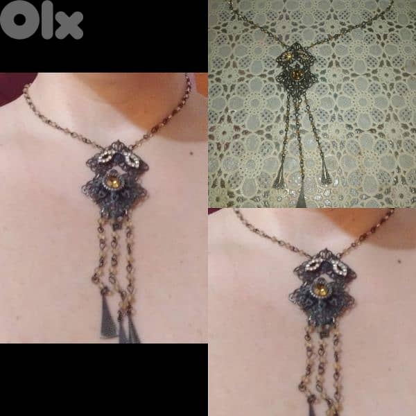 necklace copper colour with stones 0