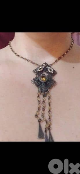 necklace copper colour with stones 2