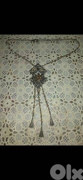 necklace copper colour with stones 3