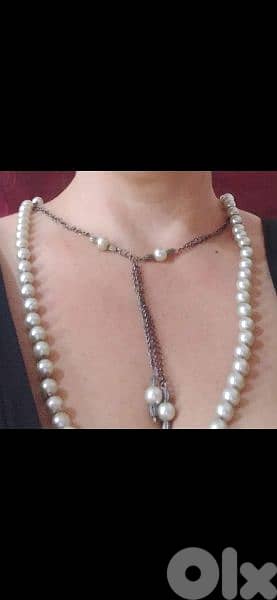 necklace silver colour pearl with bracelet 1