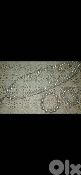 necklace silver colour pearl with bracelet 3