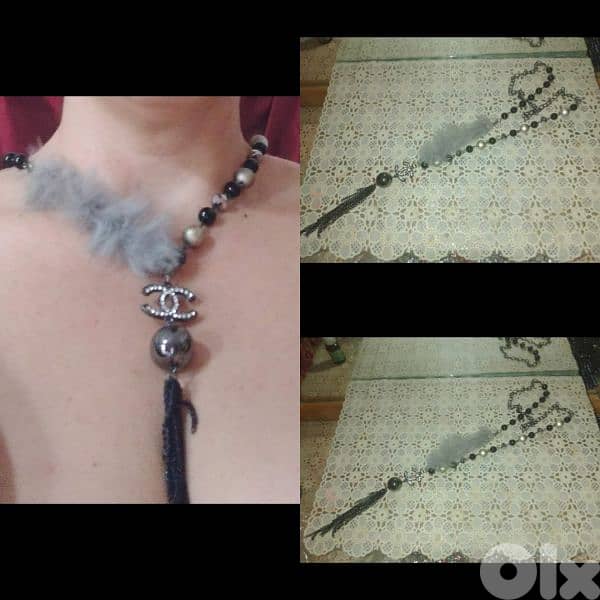 necklace 3a2ed ma3 farro grey/aswad 0