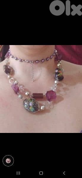 necklace set 3a2ed ma3 esswara purple high quality 2