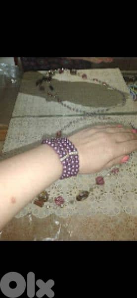 necklace set 3a2ed ma3 esswara purple high quality 3