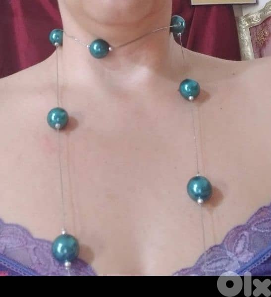 necklace emerald big pearl necklace 2