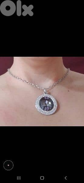 necklace big grey stone strass necklace 2