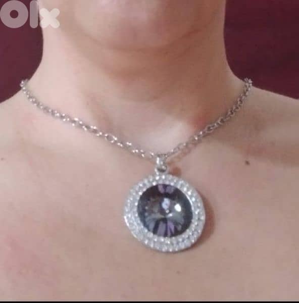 necklace big grey stone strass necklace 3