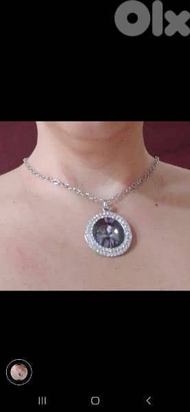 necklace big grey stone strass necklace 5