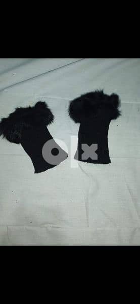 wool half fingers gloves with black fur 6