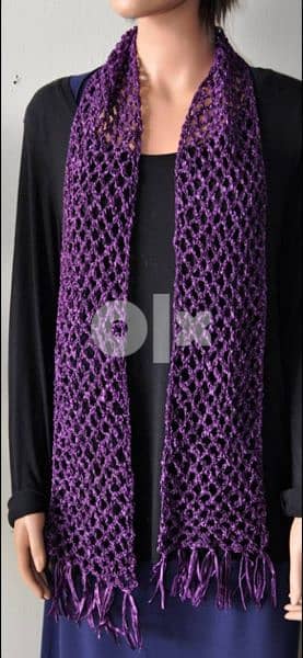 purple wool crochet scarf 1
