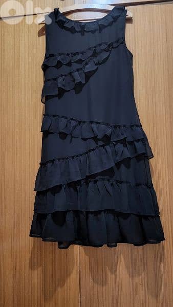Esprit black ruffle dress 40 فستان 2