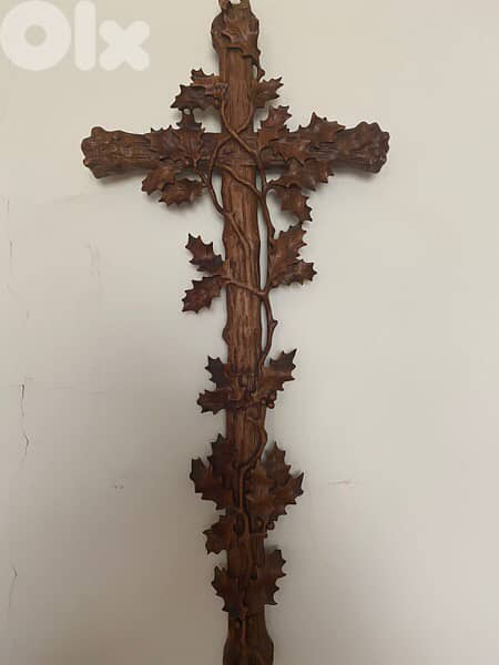 beautiful hand carved church cross 19th 1