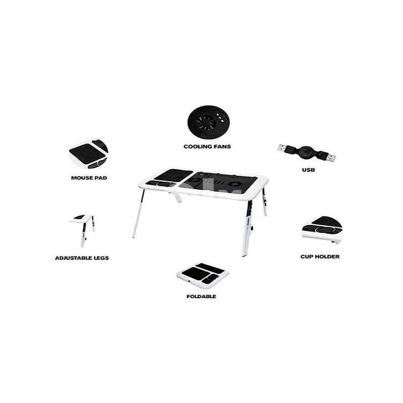 Adjustable Laptop Table with USB Fans, Built-In Tray & Mouse Pad 8