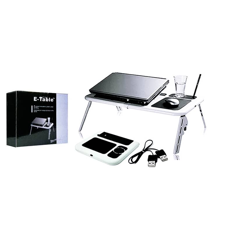 Adjustable Laptop Table with USB Fans, Built-In Tray & Mouse Pad 7