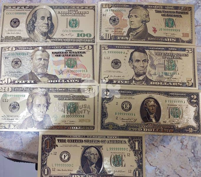 USA Golden plated set of Decorative Banknotes 0