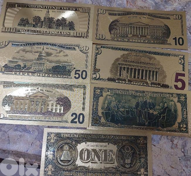 USA Golden plated set of Decorative Banknotes 1