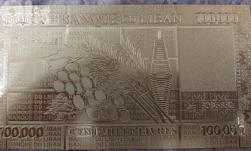 Decorative 100 Thousand Lira Golden Plated Banknote 1