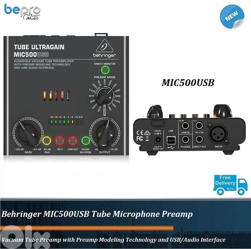 Behringer MIC500USB Tube Microphone Preamp Vacuum Tube Preamp 0