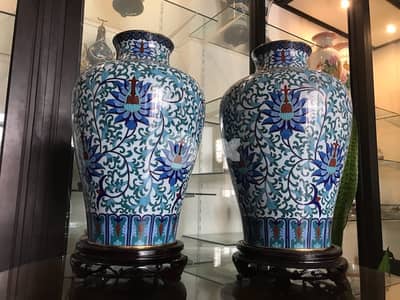 VINTAGE HIGH QUALITY RARE HANDMADE CLOISONNE VASES.