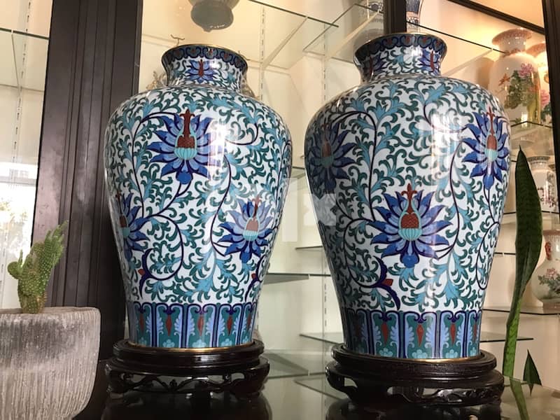 VINTAGE HIGH QUALITY RARE HANDMADE CLOISONNE VASES. 3