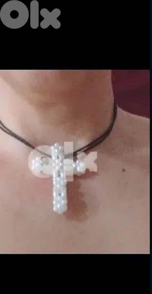 necklace cross pearl or rope hand made 8