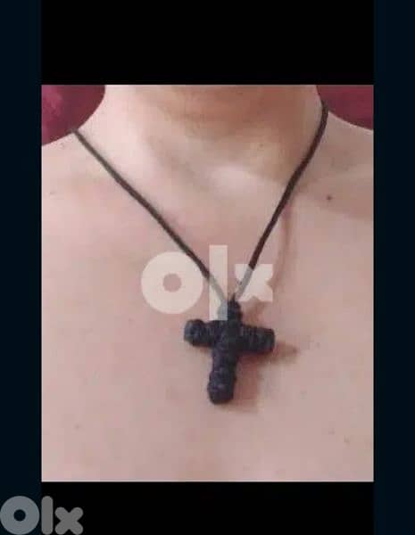 necklace cross pearl or rope hand made 9