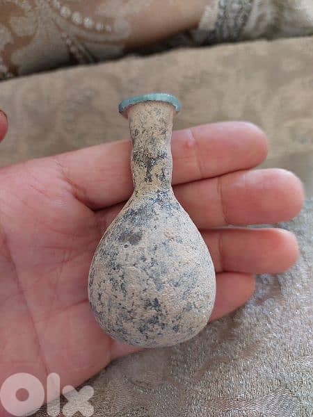 Ancient Roman Glass  Iridescent Unguentariym 1st to 3rd century 7 cm 0