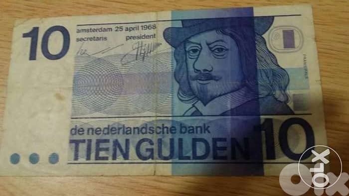 Netherlands Memorial Tein Guldien Banknote year 1968 عملة هولندية ورق 0