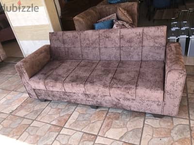 صوفا بتفتح تخت وصندوف شغل باب اول خشب شوح اسفنج بيبي قماش نبك مكفول