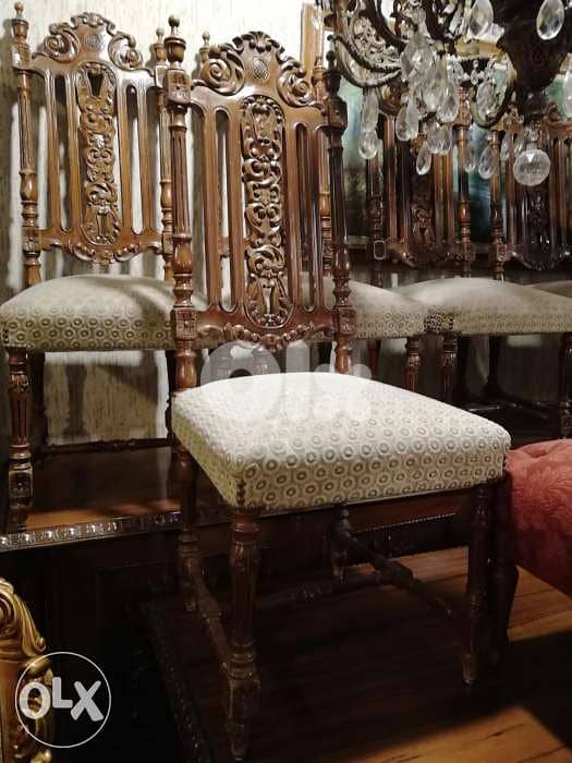 من اجمل غرف السفر الانتيك غرفة سفرة فخمة بالحفر والشغل اليدوي الانتيك 1