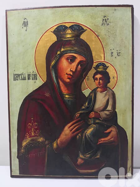antique old icon Virgin Mary and Jesus marriage blessing 0
