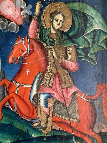 antique rare 19th century greeck icon st Dimitrios 0