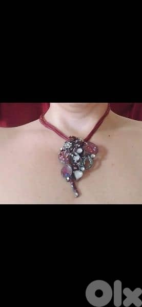 necklace bordo metal pendant vintage 1