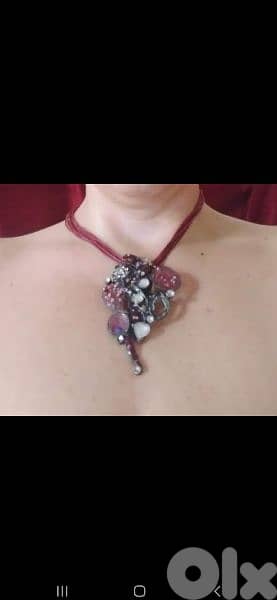 necklace bordo metal pendant vintage 2