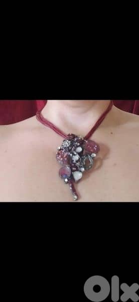 necklace bordo metal pendant vintage 3