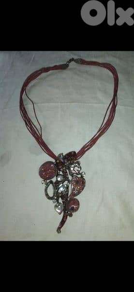necklace bordo metal pendant vintage 7
