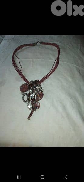 necklace bordo metal pendant vintage 8